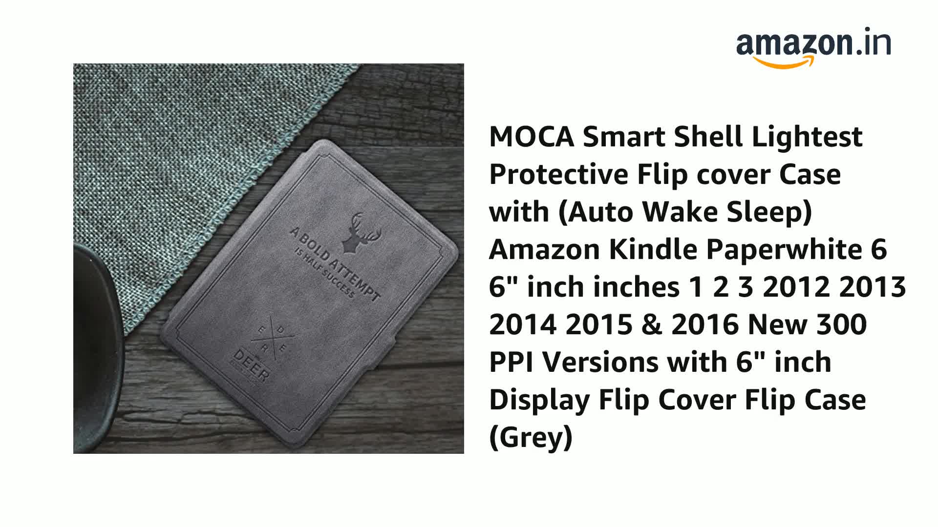 MOCA Smart Shell Protective PU Leather Flip Back Cover for Amazon